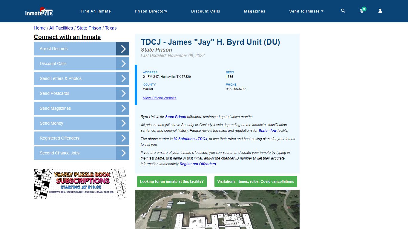 TDCJ - James "Jay" H. Byrd Unit (DU) & Inmate Search - Huntsville, TX